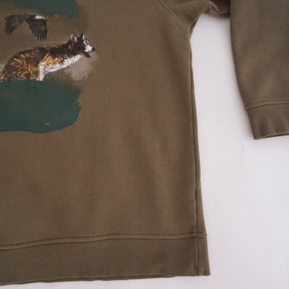 Retreat Brown Eagle Wolf Graphic Crewneck Sweatshirt Cotton Blend XXL - Picture 5 of 10
